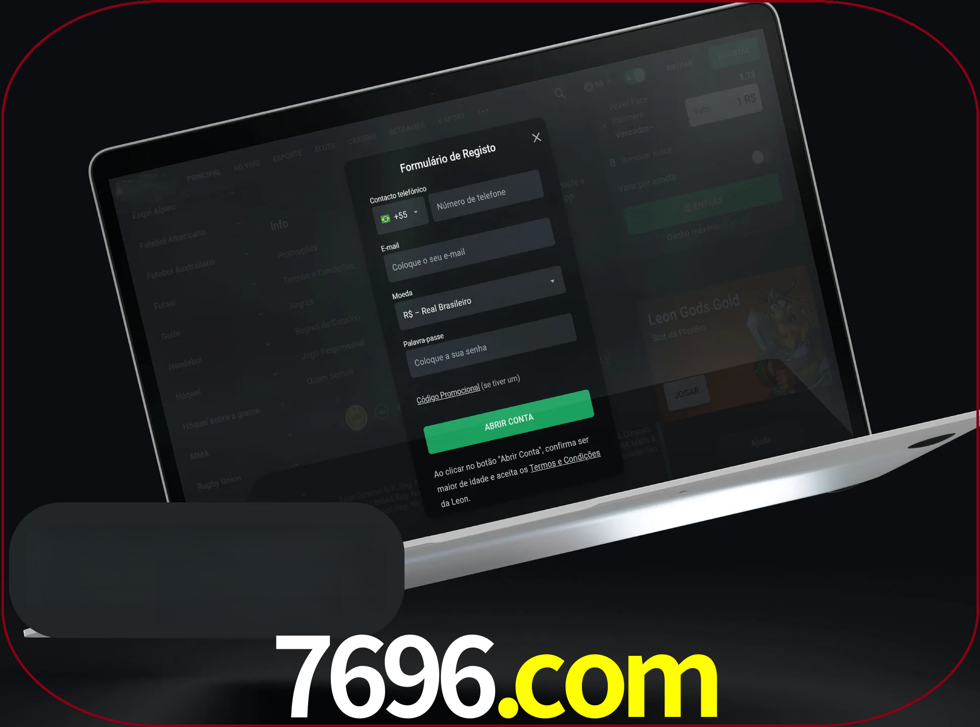 Abra o site da LeonBet e crie sua própria conta.