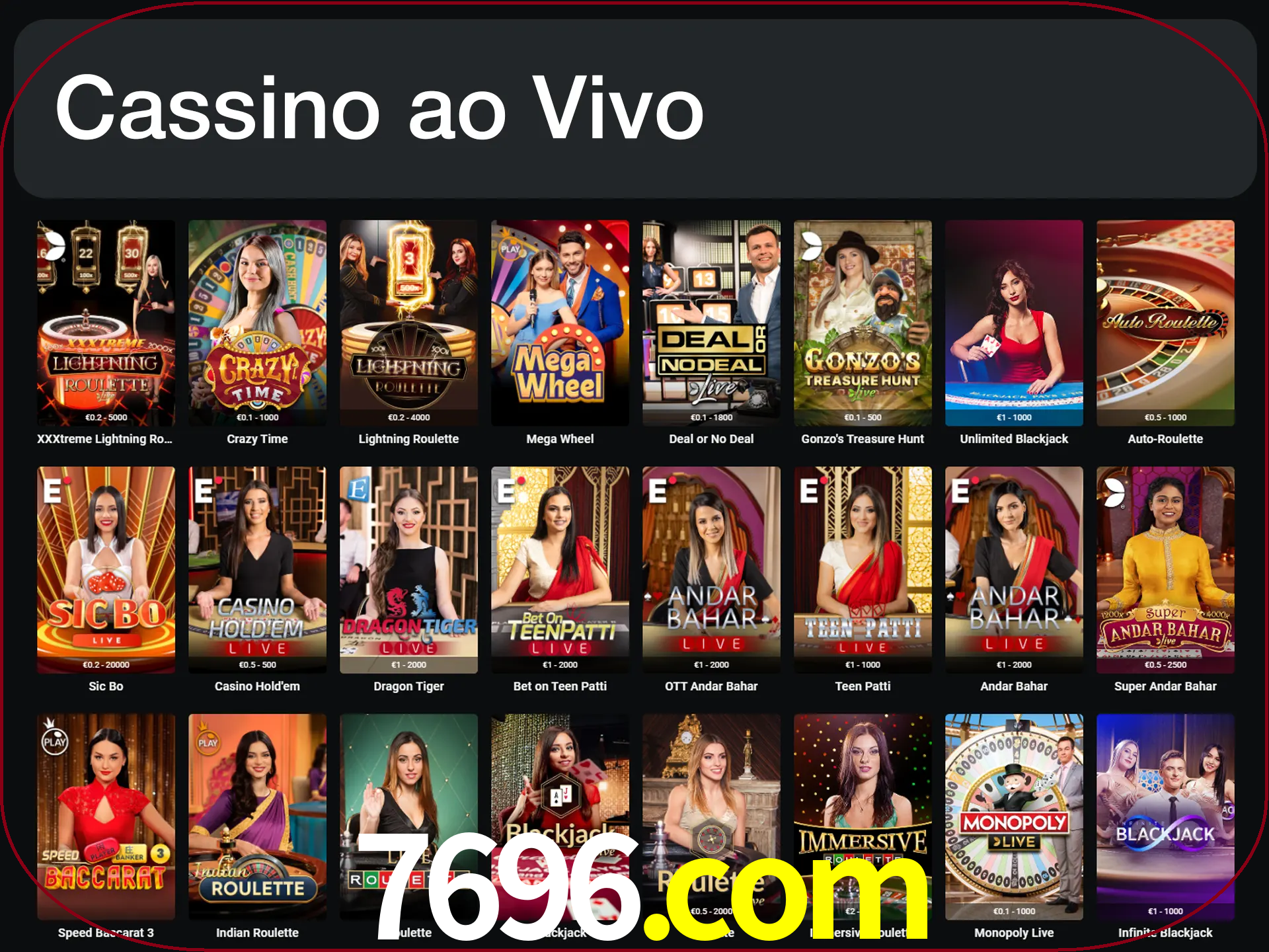 Jogue jogos de cassino com um verdadeiro dealer.