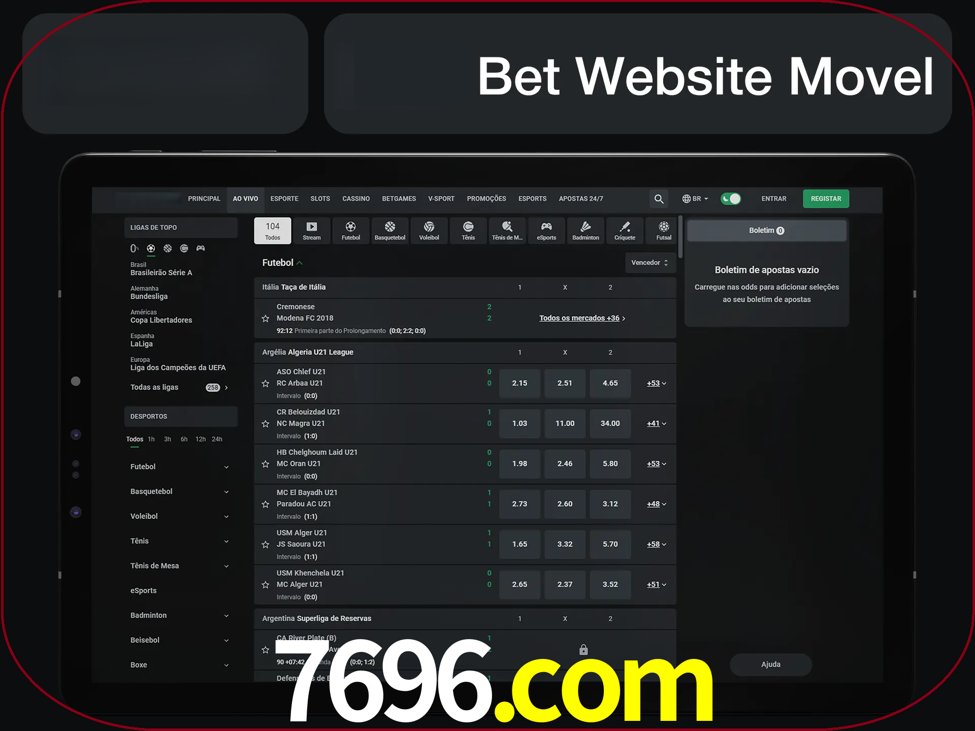 Use nosso website em qualquer dispositivo.